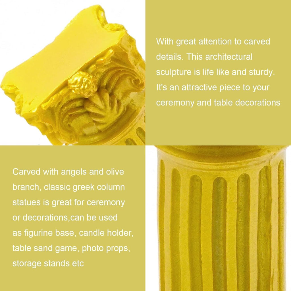 Saihisday Miniature Roman Pillar Columns - 5Pcs Resin Candle Holders for Wedding & Christmas Decor | Yellow