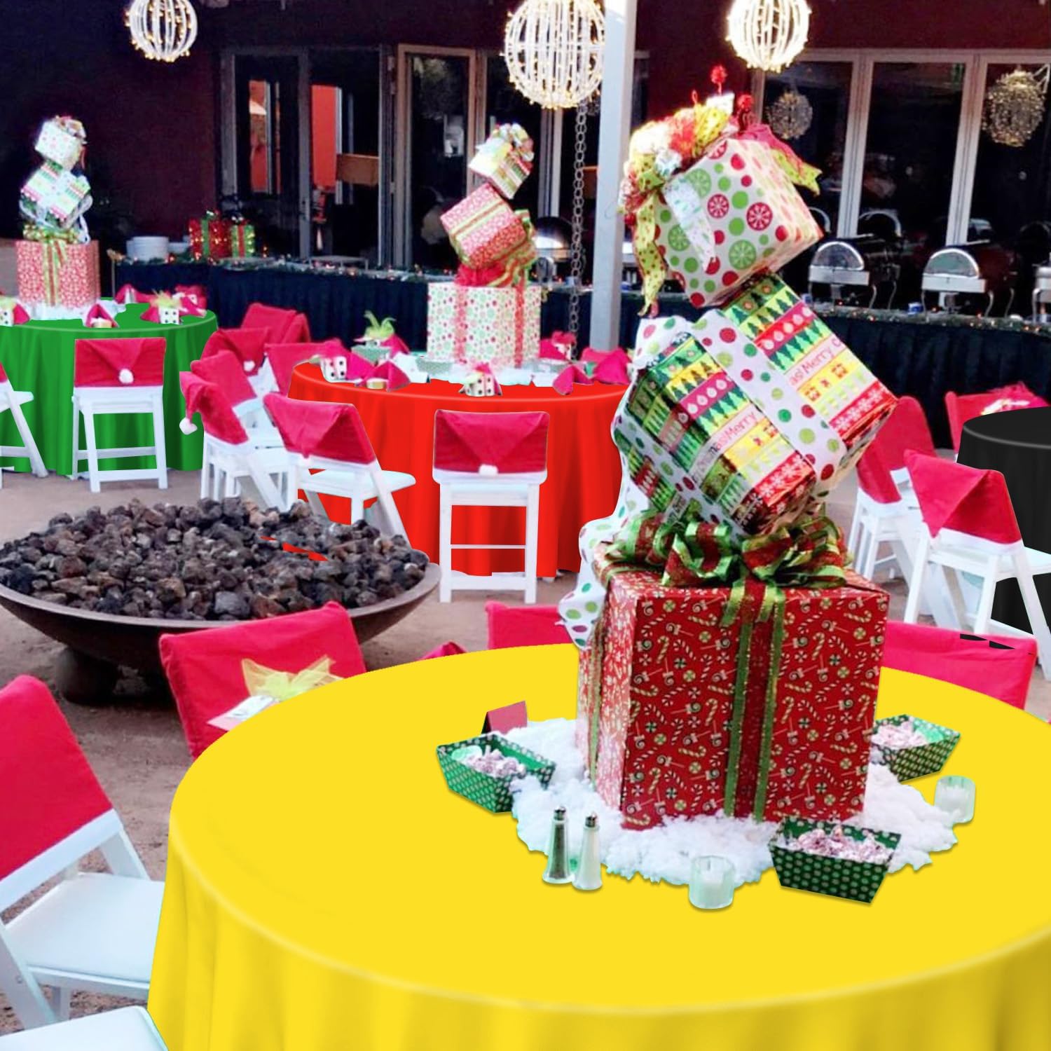 PIXHOTUL 4 Pcs Red Green Yellow Black Plastic Tablecloths, Disposable Round Table Cloth for Black History Month Juneteenth Decorations Black History Table Decorations, 84 x 84 inch