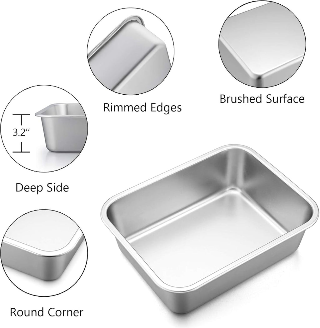 P&P CHEF Lasagna Pan - Heavy Duty Stainless Steel Baking Sheet | Oven & Dishwasher Safe, 10.7" L x 3.2" H