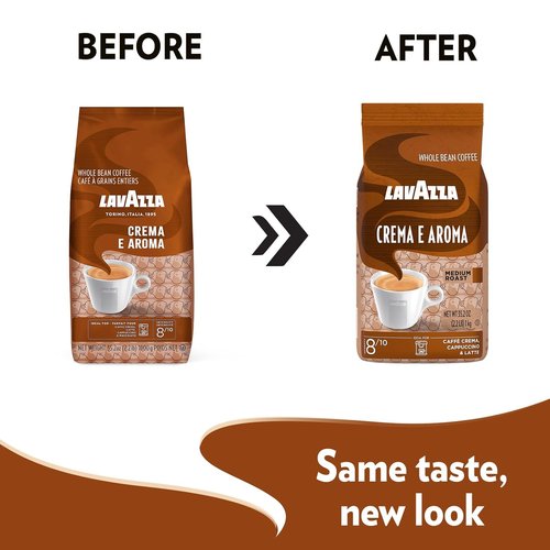Lavazza Crema E Aroma Whole Bean Coffee - Balanced Medium Roast, Intense Earthy Flavor, 2.2-Pound Bag