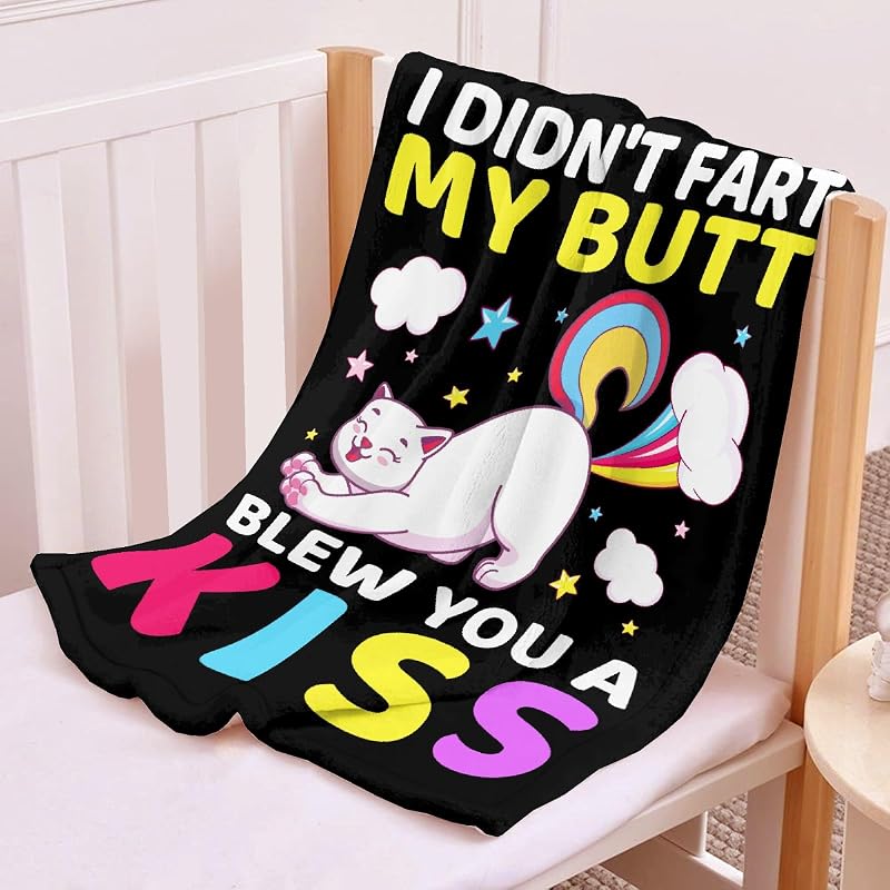 Funny Cat Blanket Gift 40x50in - Flannel Throw for Teens & Adults - Cat Lover Gift (Variation: Cat Funny+Kids-40x50in)