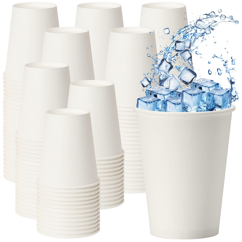ECOEXTRA 1000 Pack 12 oz Paper Cups - Disposable, White Hot Beverage Drinking Cups, Perfect for Party, Picnic, Travel, and Events