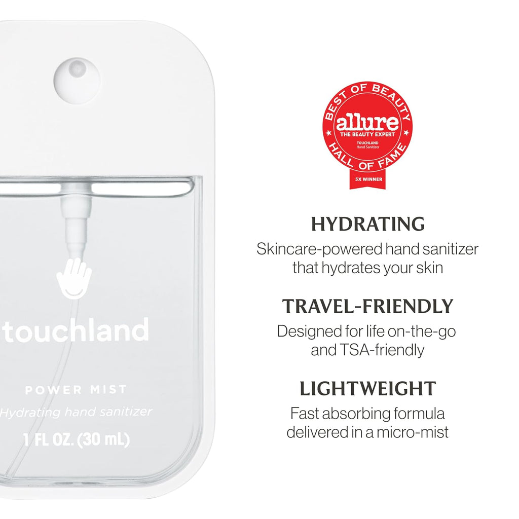 Touchland Hydrating Hand Sanitizer Spray - Beach Coco Trio Set | Dye-Free Travel Mists (3 x 1 FL OZ)