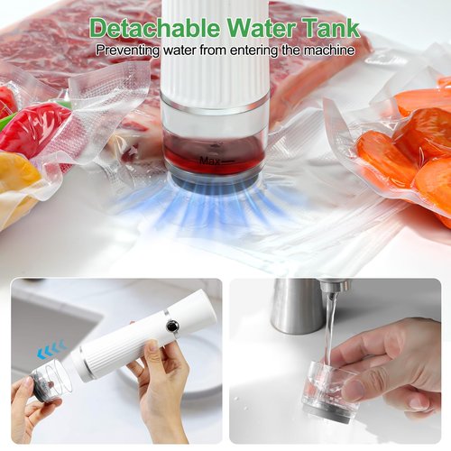 KITHELP Vacuum Sealer for Food, Food Saver Vacuum Sealer Machine + 30 Reusable Vacuum Bags, Compact Handheld Vacuum sealer for Preservation Chef and Home