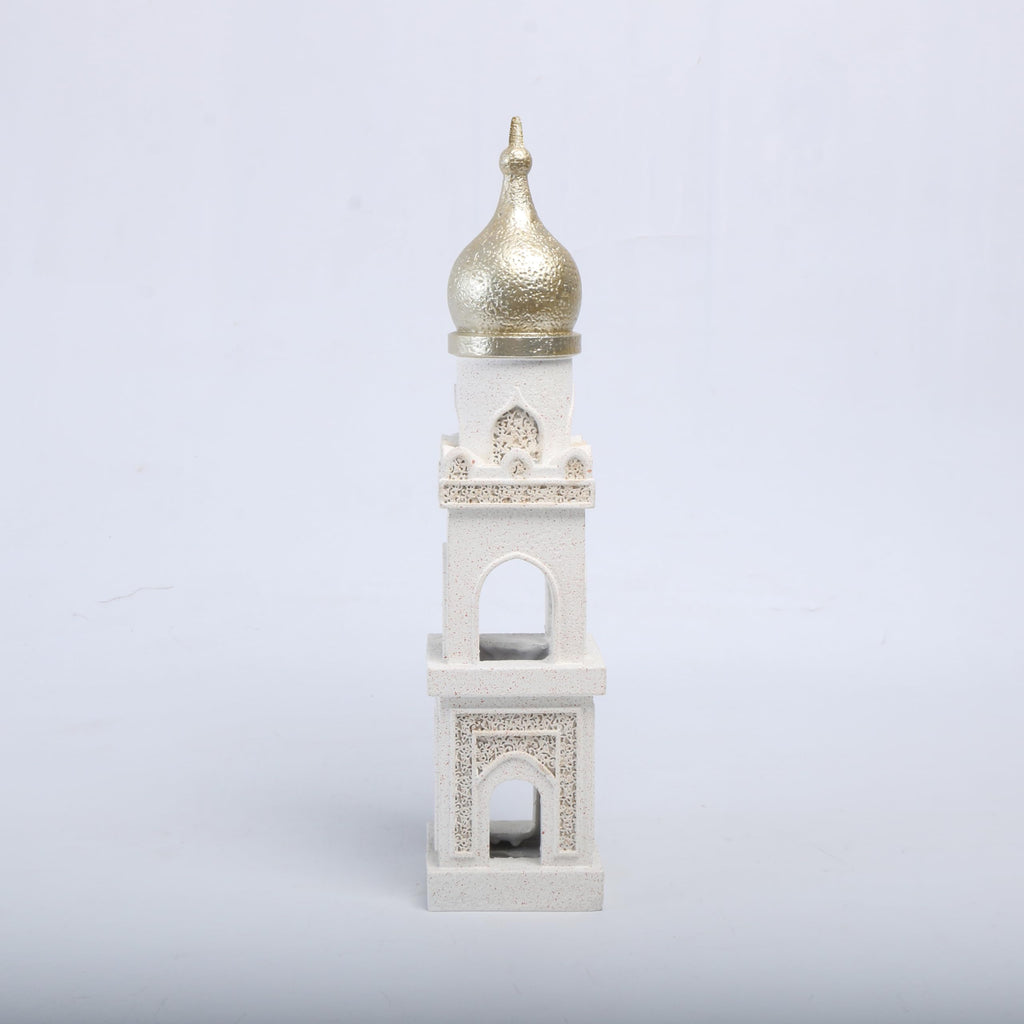 Islamic Cultural Decor Collection - Handcrafted Resin Mosque Models & Tower Ornaments for Home/Office Display Ramadan Decoration (Tower 1)