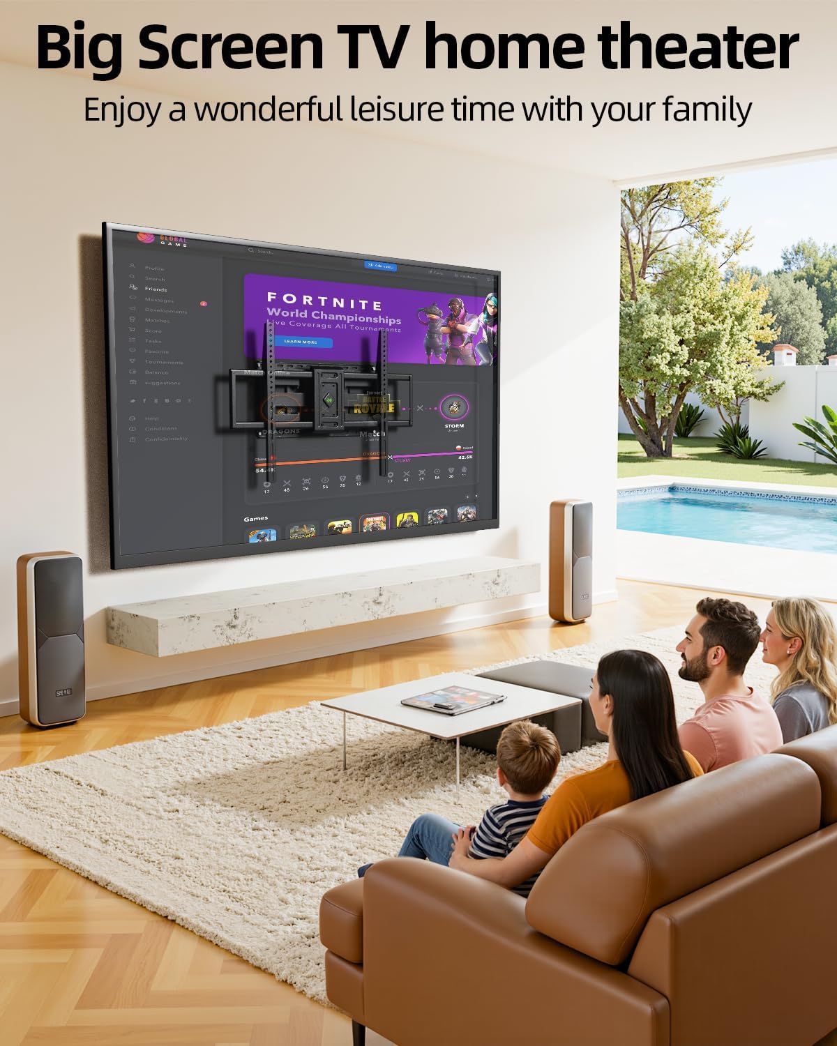 USX MOUNT Heavy Duty Full Motion TV Wall Mount - Supports 60-120 Inch TVs Up to 220lbs | 28" Extension, Max VESA 900x600mm
