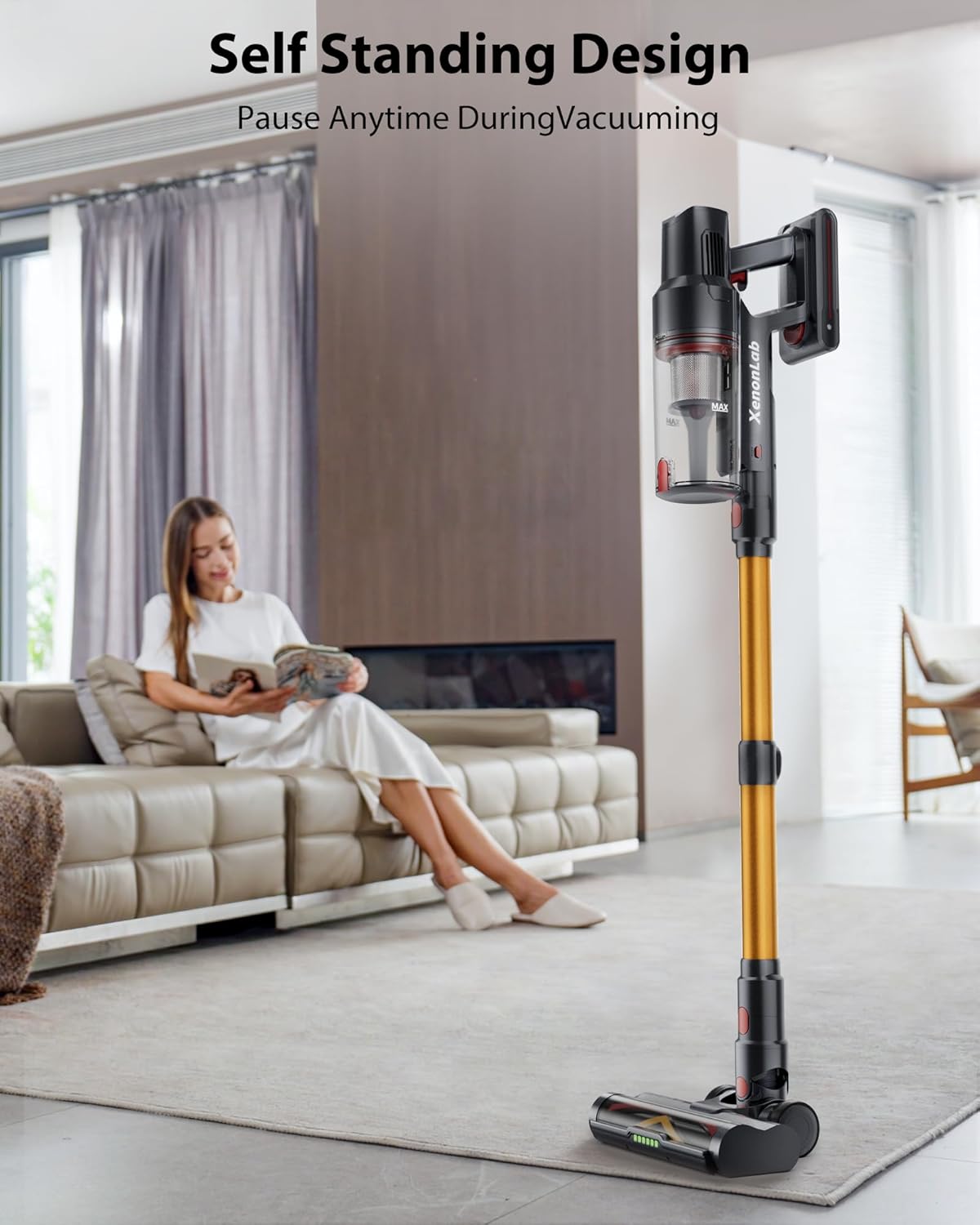 Skiennix Cordless Vacuum Cleaner - 75 Minutes Runtime, 55KPa Suction Power | Lightweight & Rechargeable for Home Use