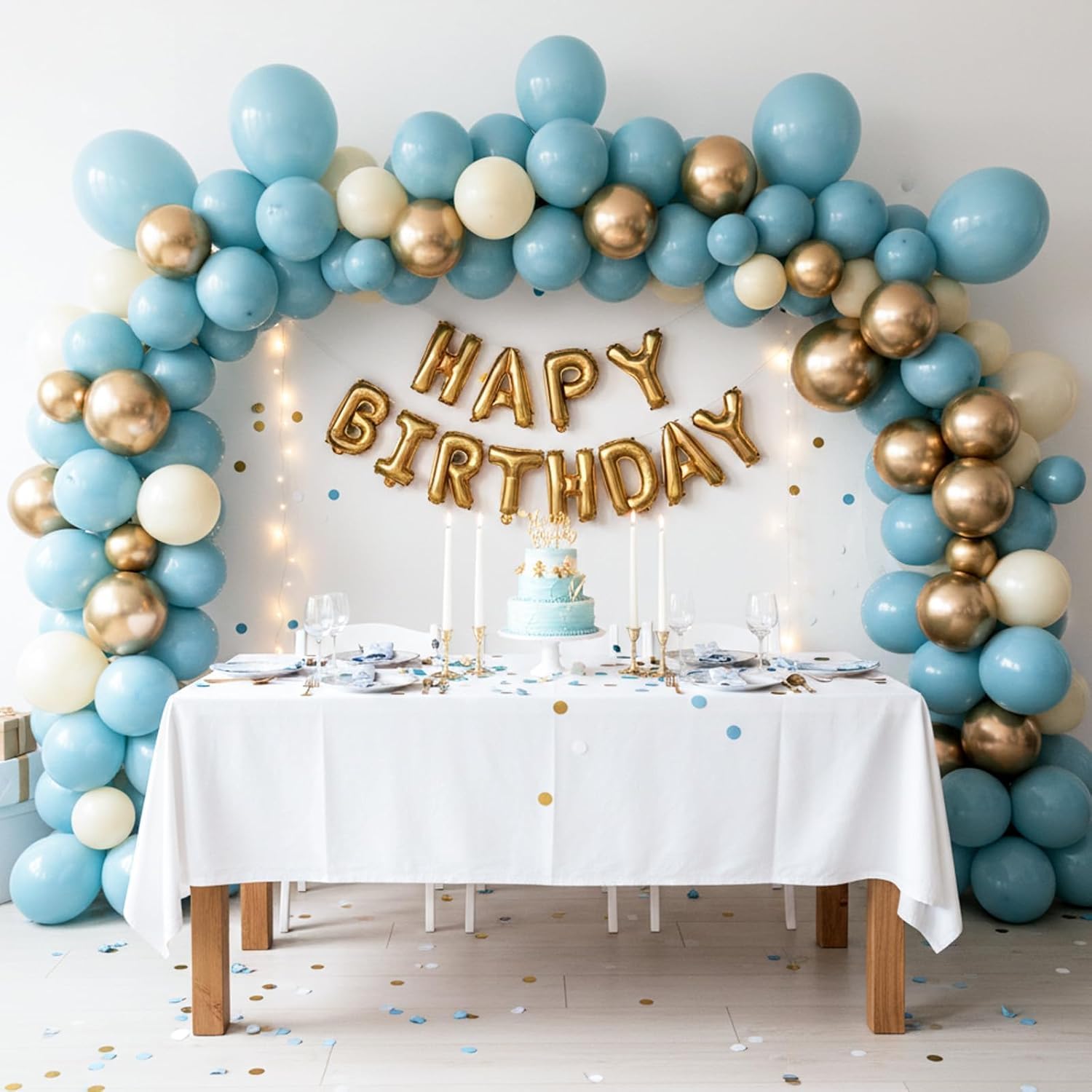 RUBFAC Dusty Blue Balloon Garland - 129 Pcs Latex Balloons in Various Sizes for Party Decor