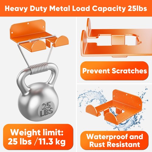 POKIPO Weedeater Hanger, 2 Pack Garage Organize Grass String Trimmer Rack, Heavy Duty Metal Weed Eater Holder Wall Mount Save Space, Garden Tool Storage Rack Loads 25lbs, Weed Wacker Hooks for Garage