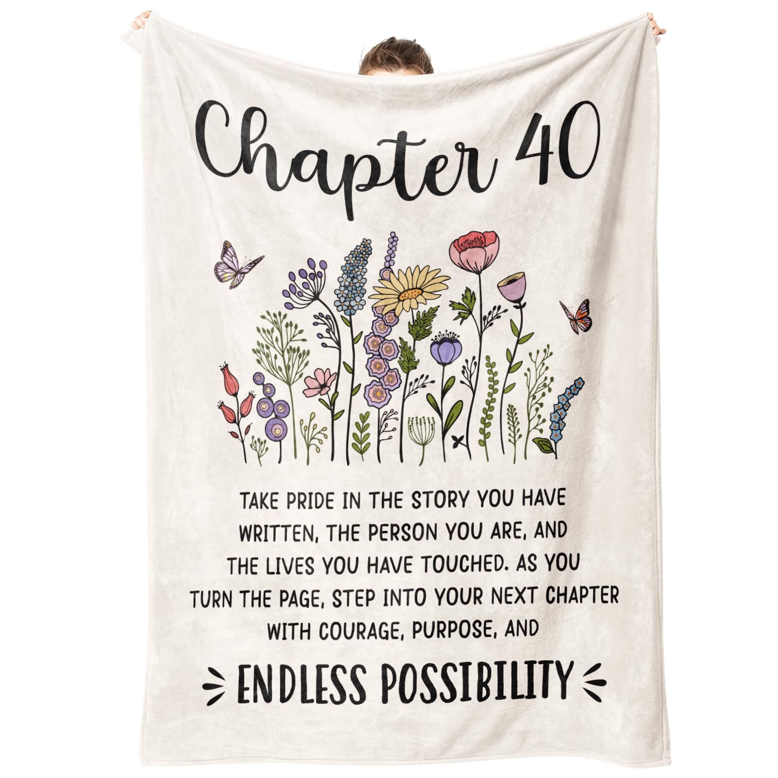 Afterprints 40th Birthday Gifts Women, Chapter 40 Blanket Gift for Her, 40 Year Old Birthday Gifts for Women, Friend, Sister, Mom, 1986 Bday Gift, Turning 40 Throw Blankets 50'' x 60''