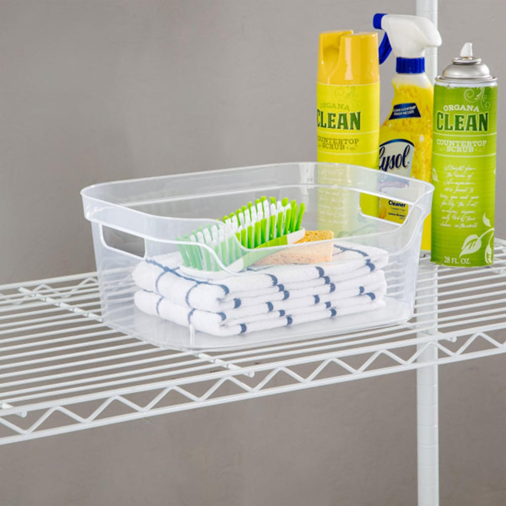 Sterilite Medium Polished Open Scoop Front Storage Bins - Clear, 5.25x9.5x13 In, 8 Pack for Easy Organization
