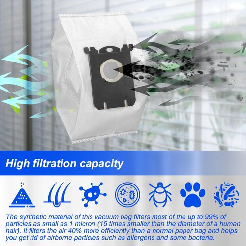 GULUANT 6 Pack Replacement Vacuum Bag for Electrolux Classic S-Style EL4100A EL4101A EL6986A EL6988E EL6988EZX 6990 6991 6992 6994 6996 5989 8985 6988 6989 CV-140 EL4200 EL7000 Vacuum Models