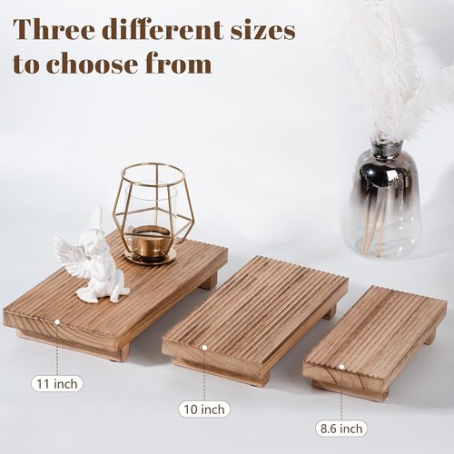 Farmhouse Decor Bathroom Tray - Wooden Pedestal Stand for Soap Display | 8.7 x 3.6 Inches, Brown