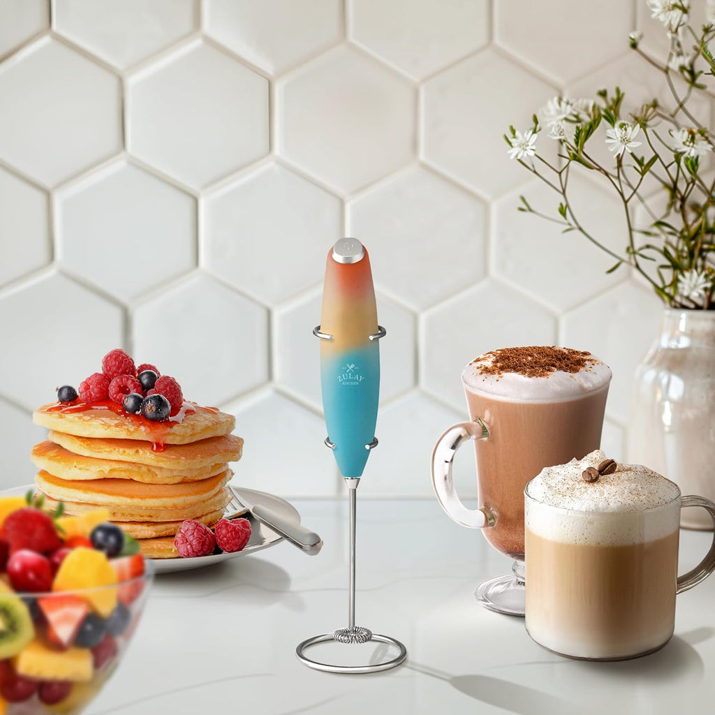 Zulay Kitchen Milk Frother Wand - Ultra-Fast Handheld Electric Whisk for Coffee, Lattes & Cappuccino
