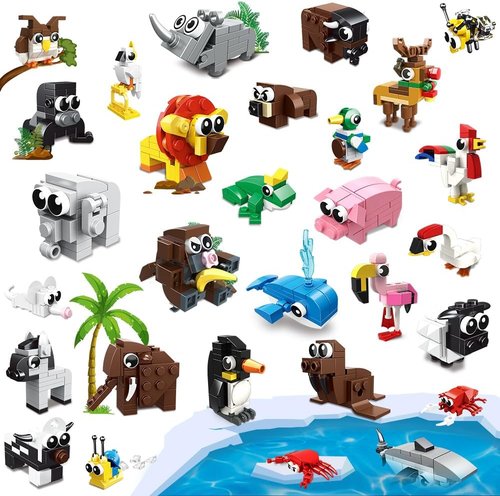 HOGOKIDS 30 Packs Party Favors - 867PCS Animal Building Blocks Set for Kids' Easter Gifts & Goodie Bags