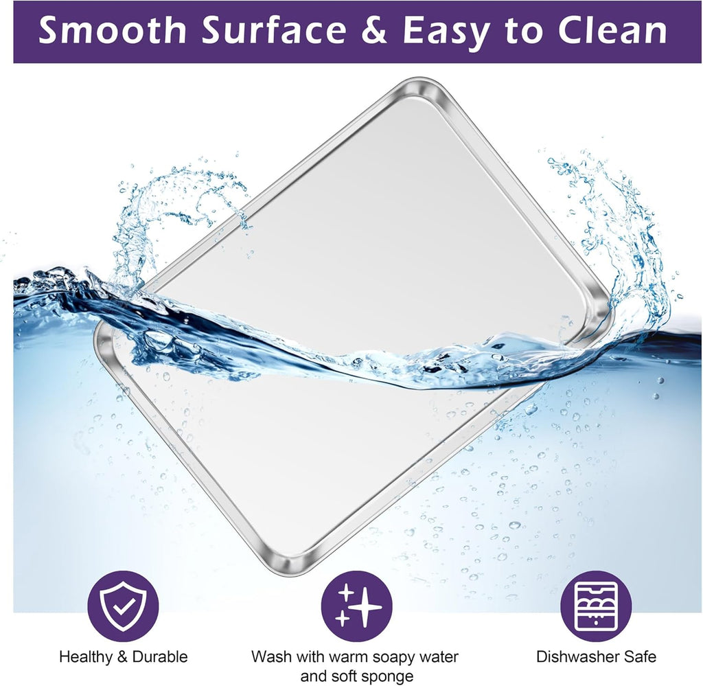 TeamFar Stainless Steel Toaster Oven Pan Set - Non-Toxic & Easy Clean | 12.5” x 9.5” x 1”