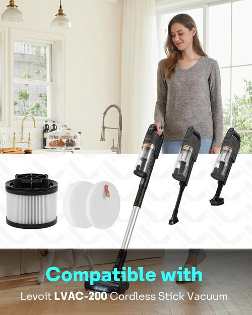 Leemone 18 PCS Vacuum Filter Replacement - Compatible with Levoit LVAC-200 Cordless Stick Vacuum