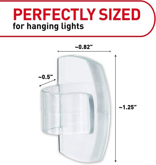 Command Outdoor Light Clips - Water-Resistant Adhesive Clips & Strips | 16 Clips, 20 Strips, Clear