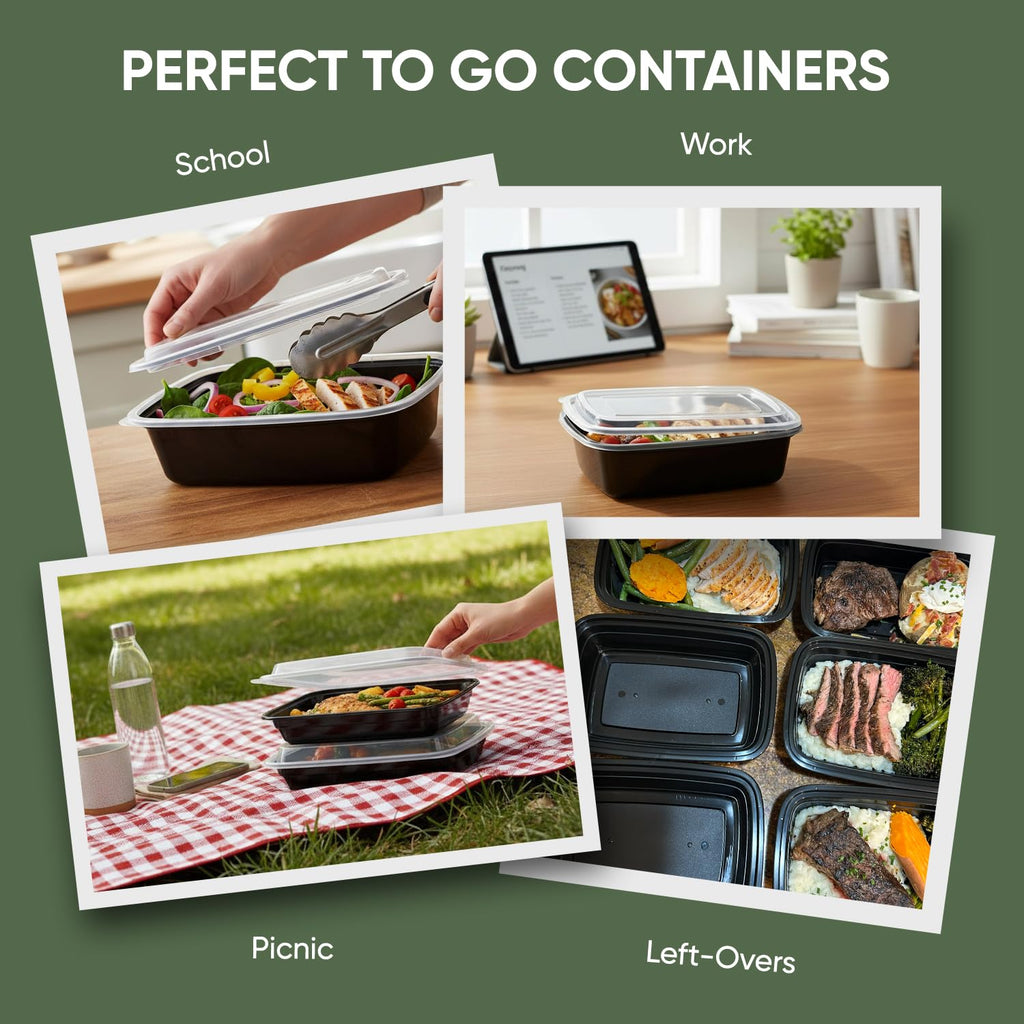 28 oz 150 Pack Meal Prep Containers BPA Free Leakproof Stackable Food Storage Containers with Lids, Microwave & Dishwasher Freezer Safe Reusable To Go Containers Bento Box Style Take Out Clear Plastic