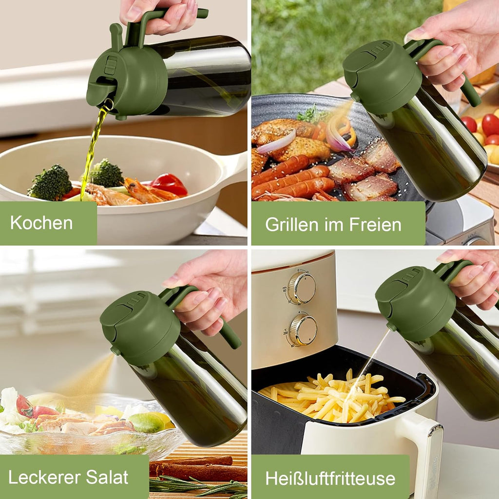 YARRAMATE 16oz Dark Green Oil Sprayer - Food-Grade 2-in-1 Olive Oil Dispenser for Cooking & BBQ