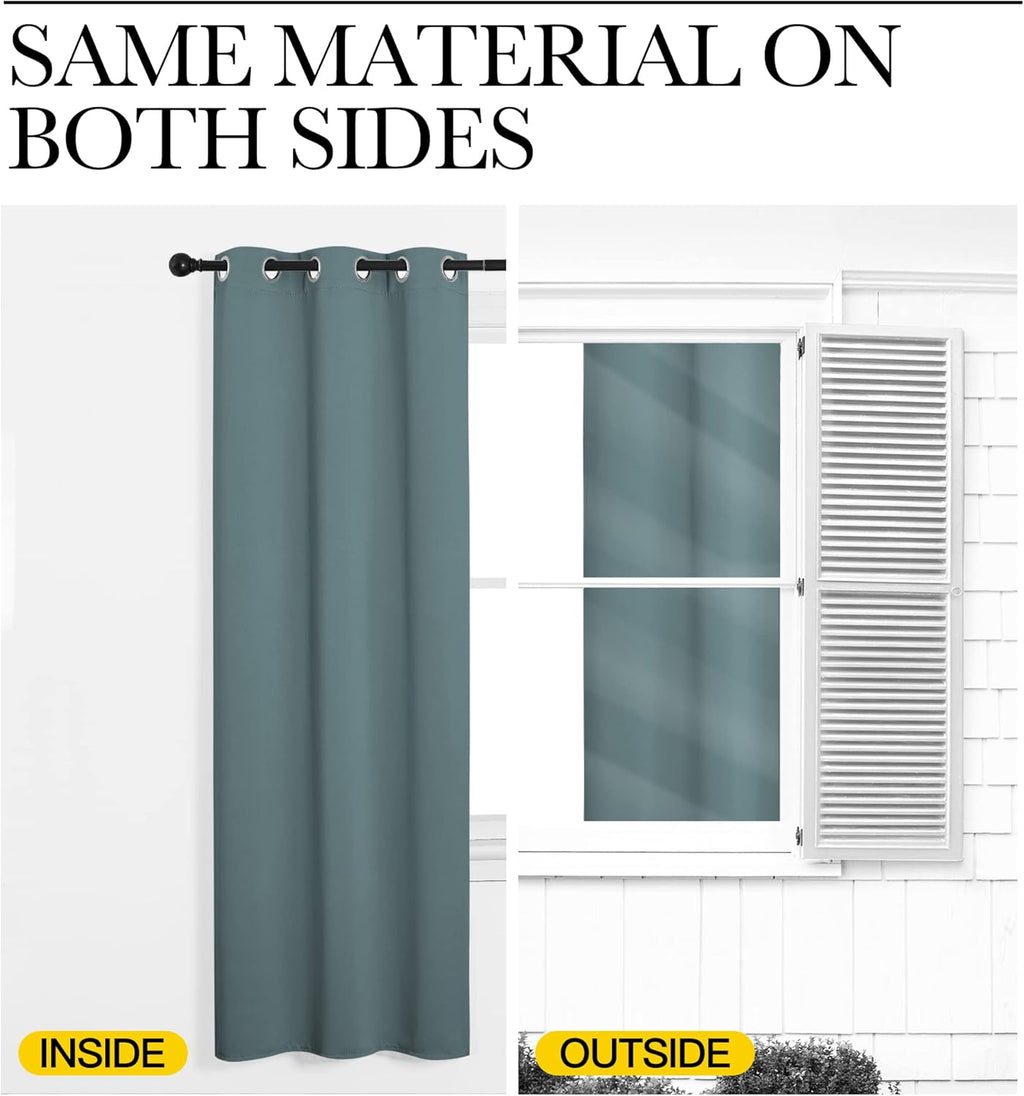 NICETOWN Blackout Curtains - Noise Reducing & Thermal Insulated Drape Panels | Greyish Blue, 2 Panels, W34 x L45-Inch
