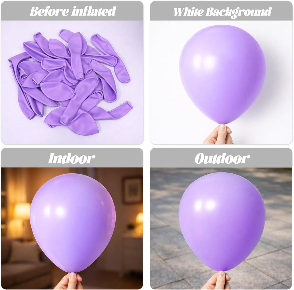 Voircoloria Pastel Purple Balloon Garland Kit - 90 Pack in 18/12/10/5 Inch Sizes for Weddings, Graduations & Parties