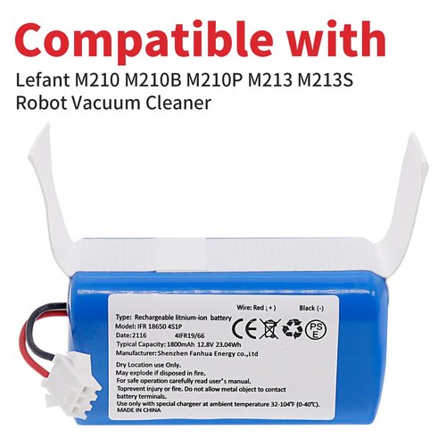 Fanhua Replacement Battery for Lefant M210 M210B M210P M213 M213S Robot Vacuum Cleaner 1800mAh 12.8V