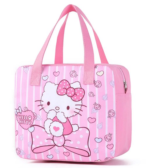 Cartoon Lunch Box for Women, Cute Insulated Lunch Bag, Pink Reusable Lunch Tote Bag for Travel Work Picnic