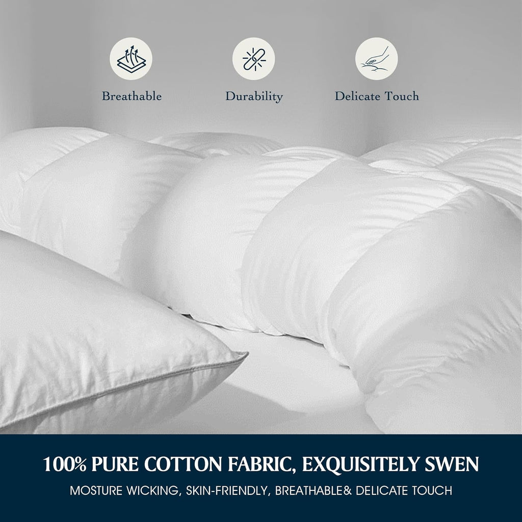 Serta Goose Feather Down Comforter | Queen Size 100% Cotton Duvet Insert - Hypoallergenic Luxury Bedding 90 x 90 Inch White