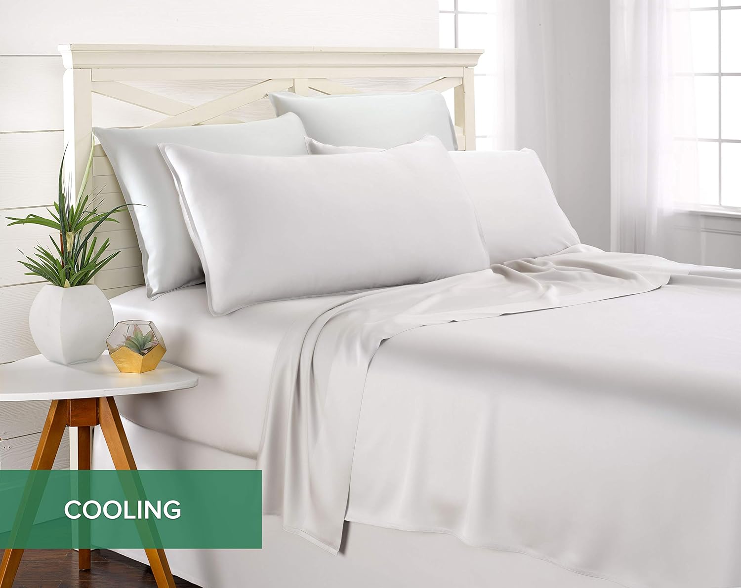 Pure Bamboo Queen Pillowcases - Luxuriously Soft & Cooling 100% Organic Viscose | Double Stitching, White (Set of 2)