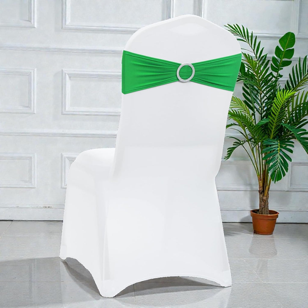 MDS Spandex Chair Sashes - Universal Fit Elastic Stretch Ties with Buckle for Weddings | Light Green, Pack of 150