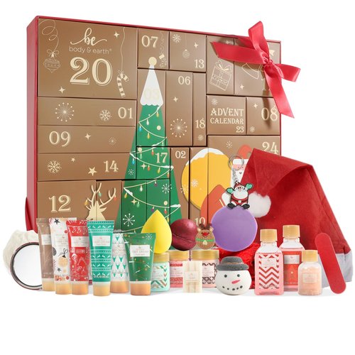 Body & Earth Advent Calendar 2025 - 24 Days of Beauty Gifts for Women | Skincare Countdown Set