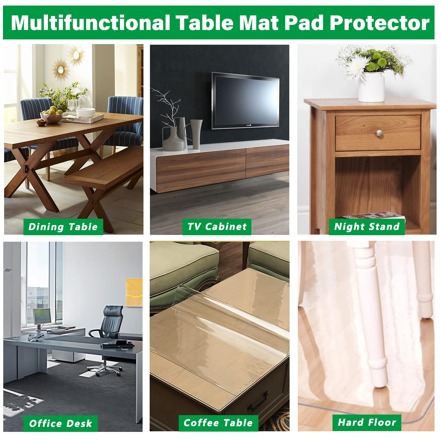 LinkGro 60 Inch Dia Round Clear Plastic Dining Room Table Protector PVC Tablecloth Cover Mat Vinyl Tablecloth Waterproof Wipeable Furniture Tabletop Pad Table Runner Protector for Coffee Desk