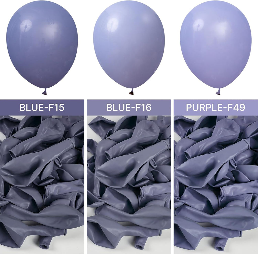 PartyWoo Dusty Blue Balloon Arch Kit - 120pcs in Various Sizes for Baby Showers & Birthdays | Muted Lavender