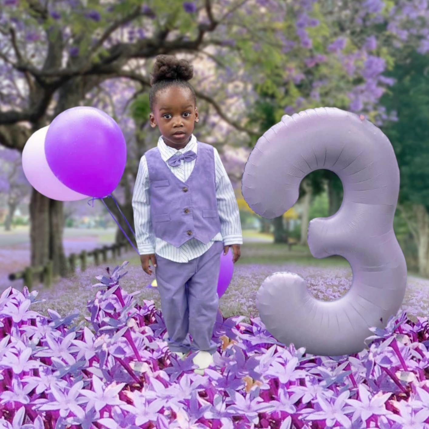 Numbers Balloon - 40 Inch Large Cream Purple Balloon for 3rd Birthday Party Decor | Perfect for Celebrations