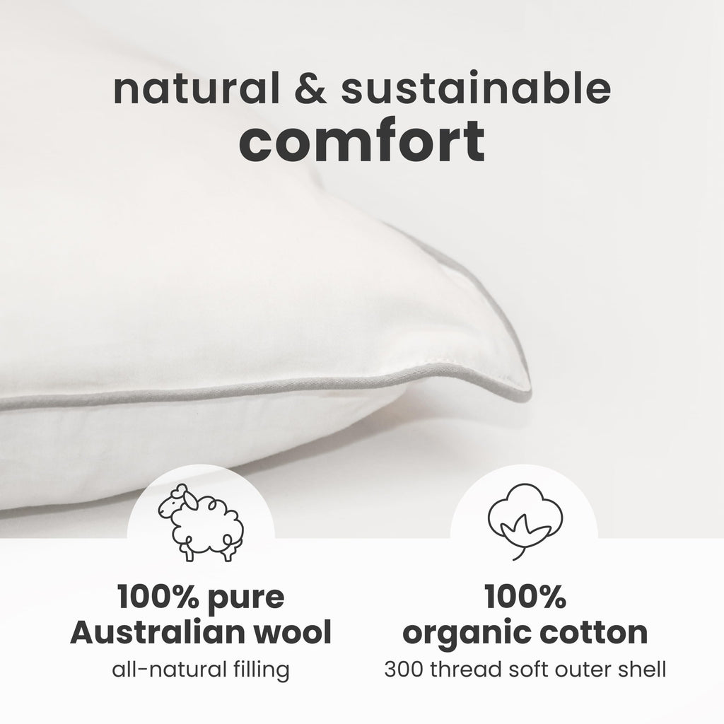 Woolino Toddler Pillow, Premium Breathable 100% Wool Fill & Cotton Cover Toddler Sleeping Pillow, Small Kids Travel Size, 14x19