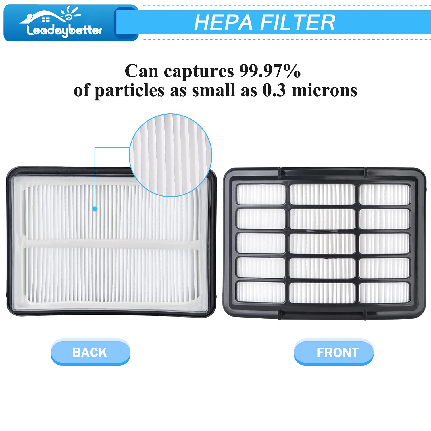 Leadaybetter Vacuum Filter Replacement for Shark Navigator Lift Away Deluxe NV350 NV351 NV352 NV355 NV356E NV360 NV370 UV440 UV540 CU500 ZU503AMZ Models, Parts XFF350 & XHF350, 2 + 4 Pack Filters