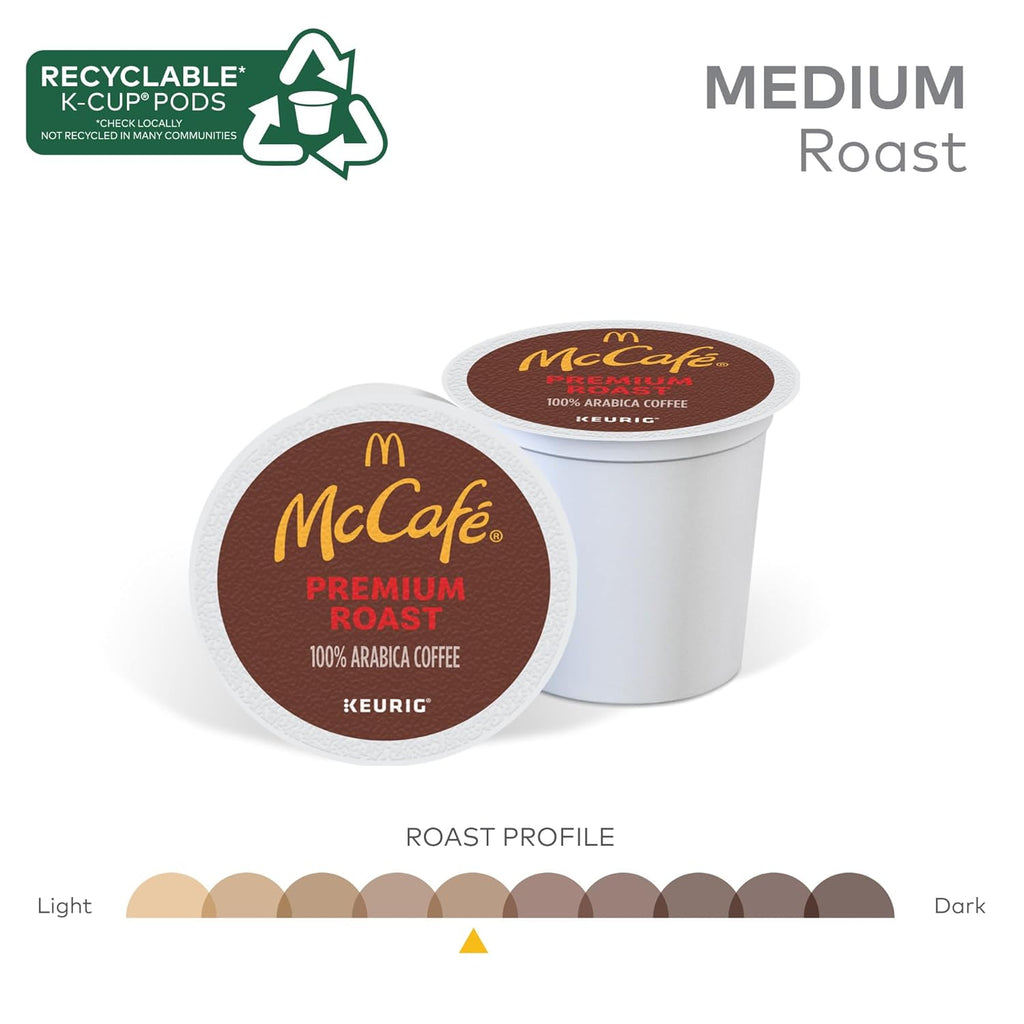McCafe Premium Roast Coffee - Medium Roast Single Serve K-Cup Pods | 60 Count (6 Packs of 10)
