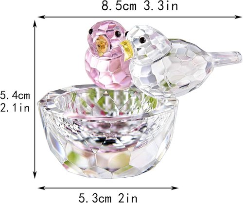 HDCRYSTALGIFTS Crystal Bird Figurine - 3.3'' Collectible Art Glass Decor | Perfect Valentine’s Day Gift for Women