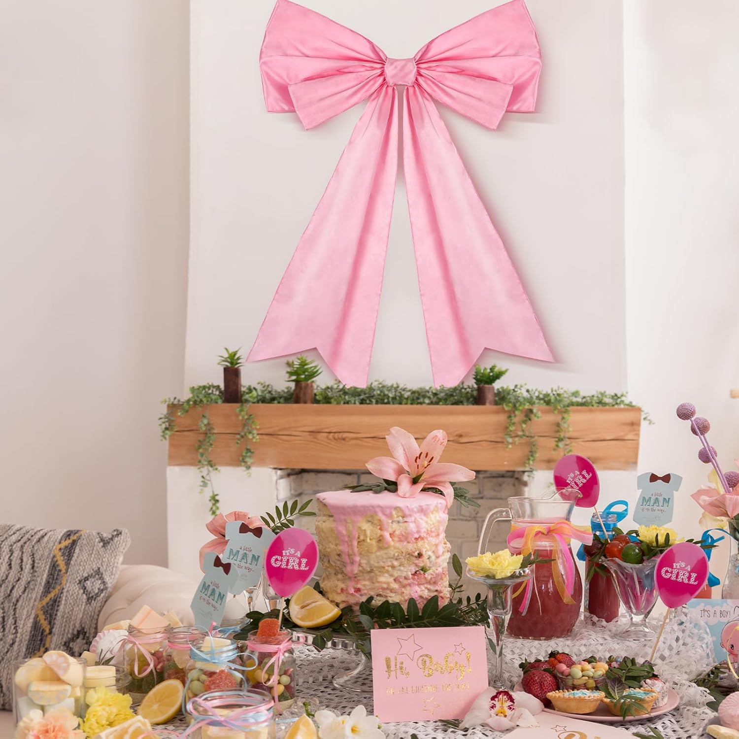 Skiennix Large Pink Coquette Bow - 27.6 x 21.7 Inches | Perfect for Birthday & Bridal Showers