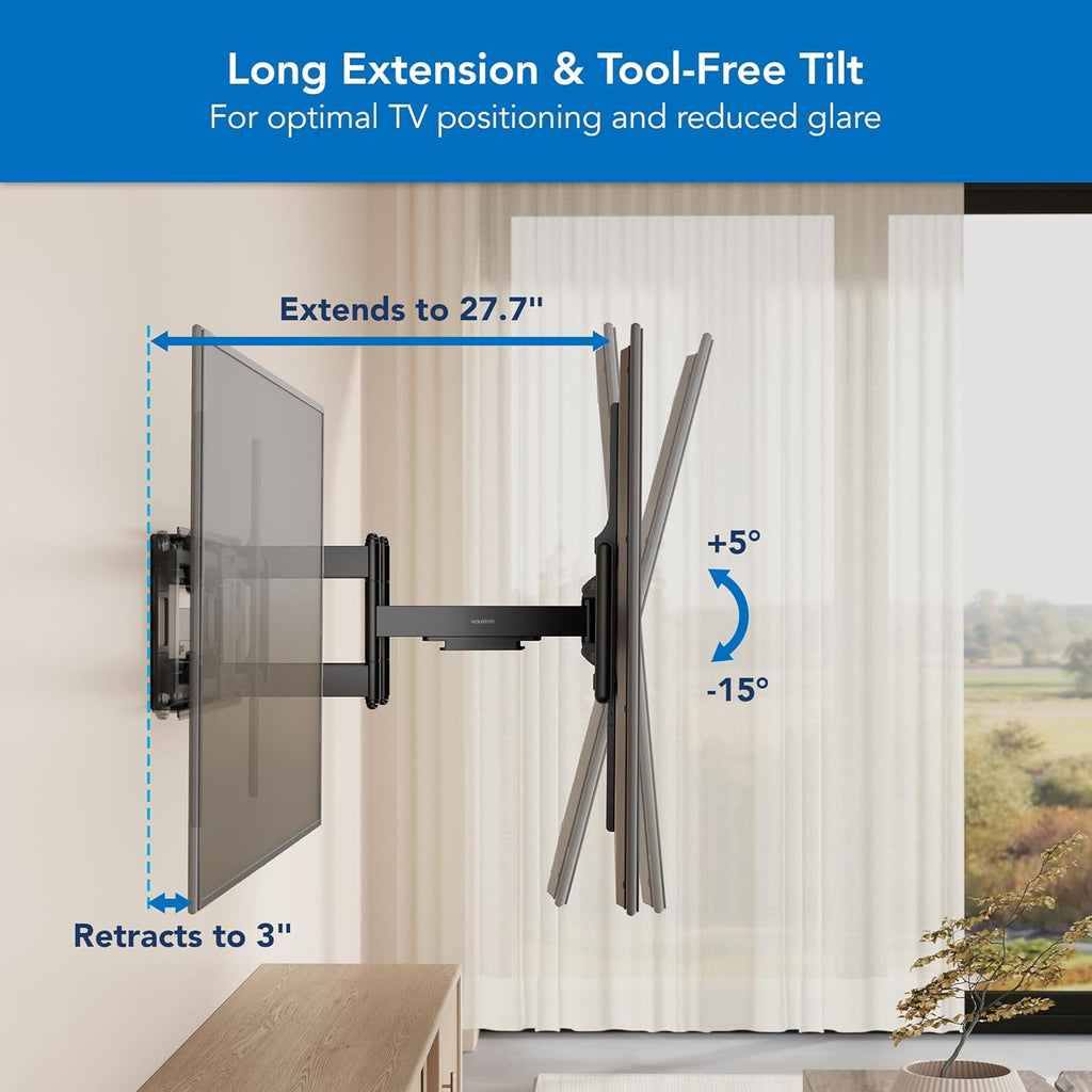 Mount-It! Heavy Duty XXL Full Motion TV Wall Mount - Supports 264lb TVs Up to 100" | Adjustable Swivel & Tilt