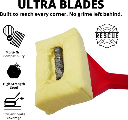 Grill Rescue BBQ Cleaning Head - Bristle-Free Grill Brush for Cast Iron & Stainless Steel Grates | Durable & Unique