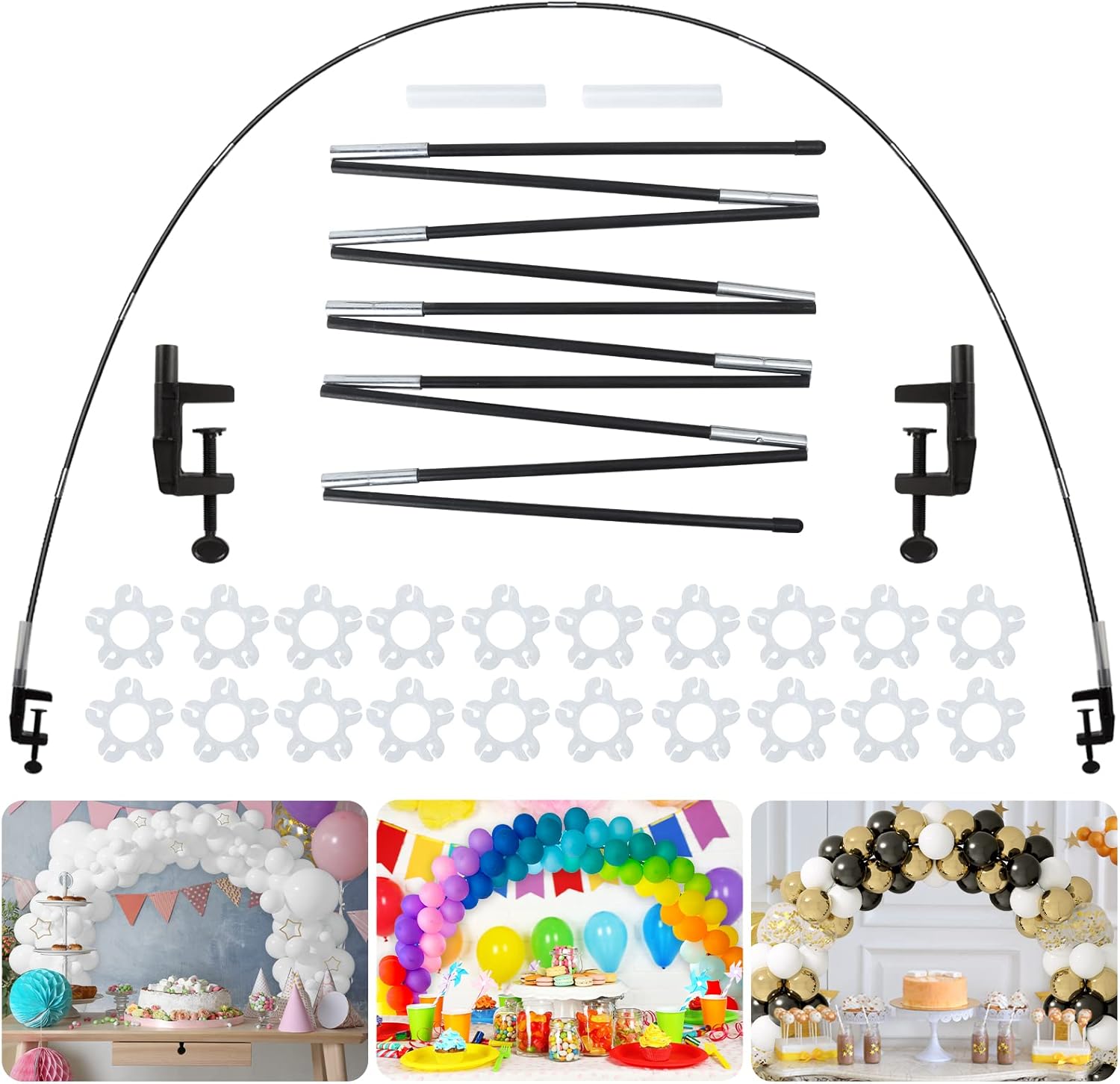 RUBFAC Balloon Arch Kit - Adjustable Black Stand for Table Decorations | Perfect for Parties & Events
