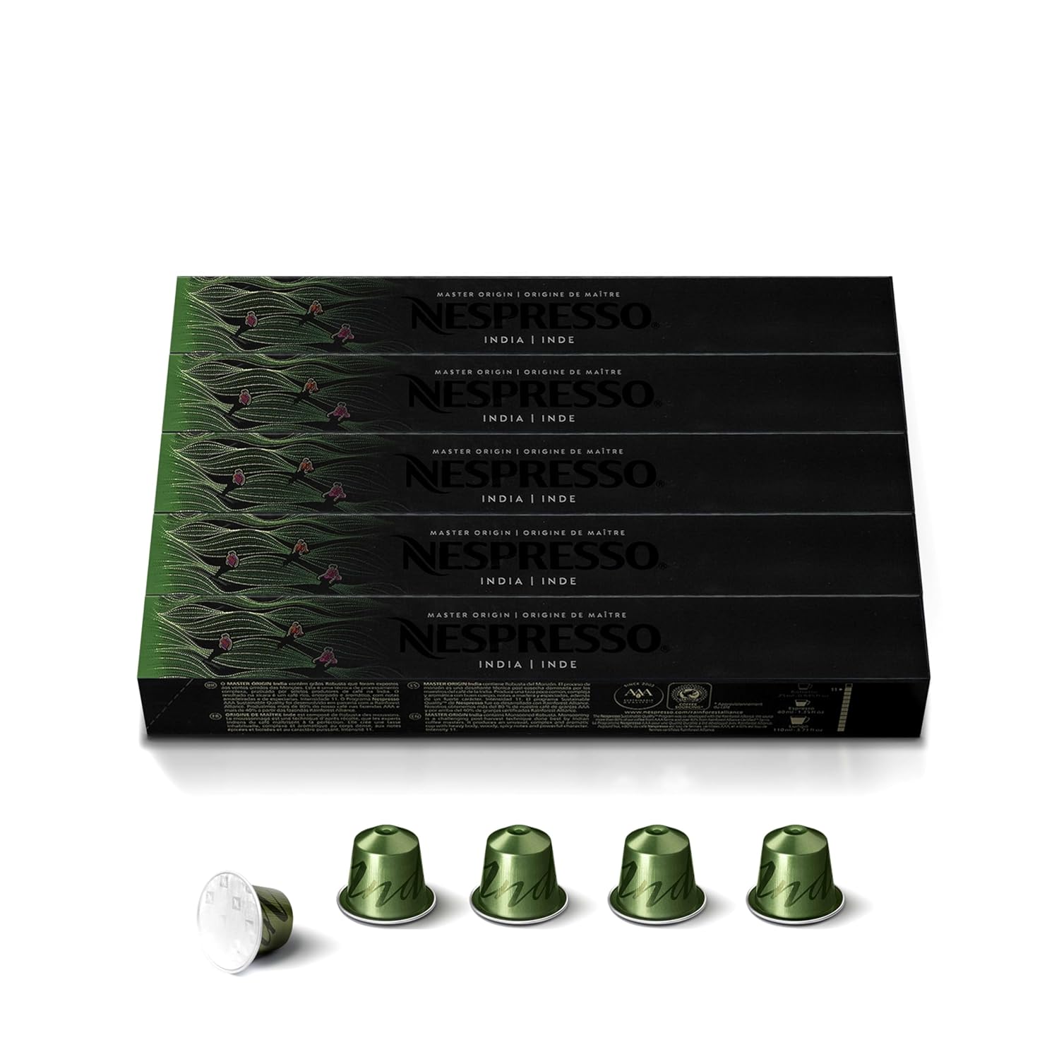 Nespresso India Master Origin Dark Roast Coffee Capsules - 50 Count Pods for Rich Flavor