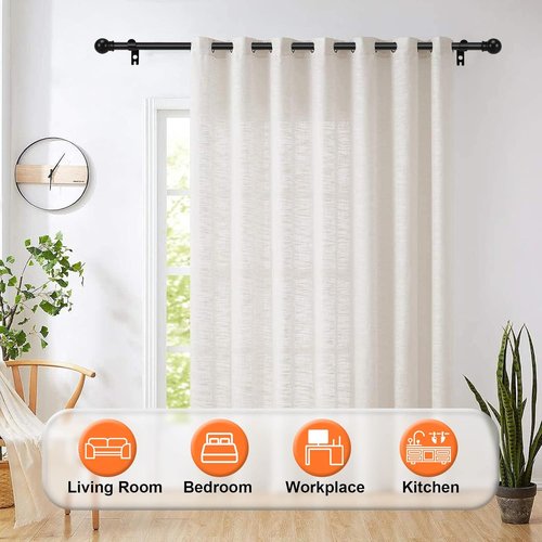 Black Curtain Rods by [Brand Name] | Adjustable Decorative Drapery Rods 36"-48" for Windows