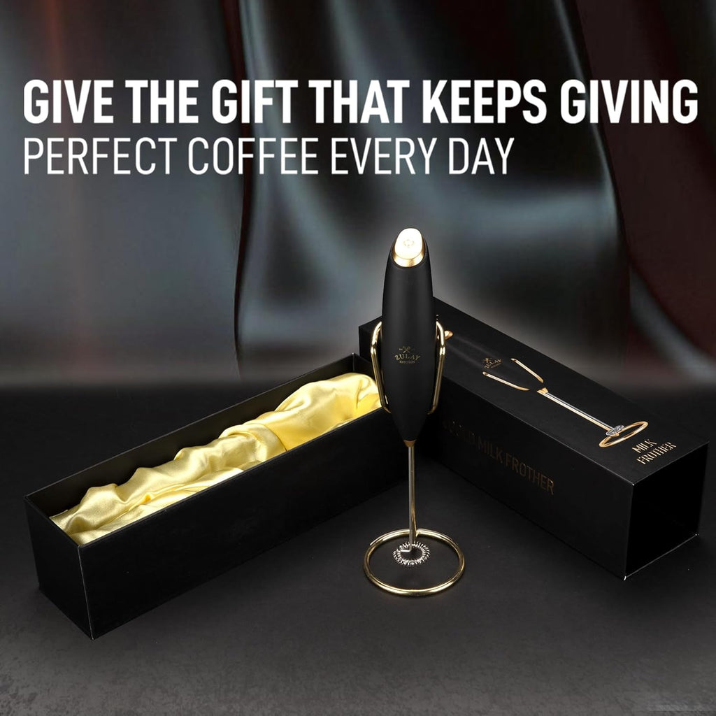 Zulay Kitchen Milk Frother - Handheld Electric Foam Maker with 4 Duracell Batteries | Luxury Gift for Coffee Lovers