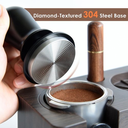 Feilair 54mm Espresso Tamper, Triple Spring Loaded Tamper, Coffee Tamper with Stainless Steel Ripple Base, Self Leveling Tamper for Barista, Compatible with 53mm/54mm Breville Portafilter