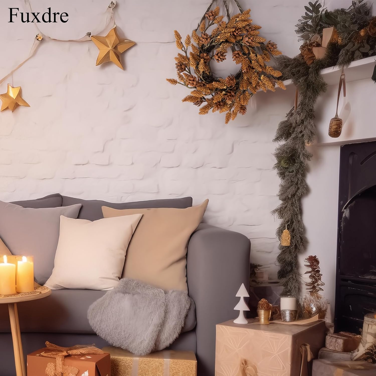Regine Switzerland Christmas Candle Rings - 10 Inch Wreath with Artificial Brown Pinecones | Indoor Decor for Home Centerpieces