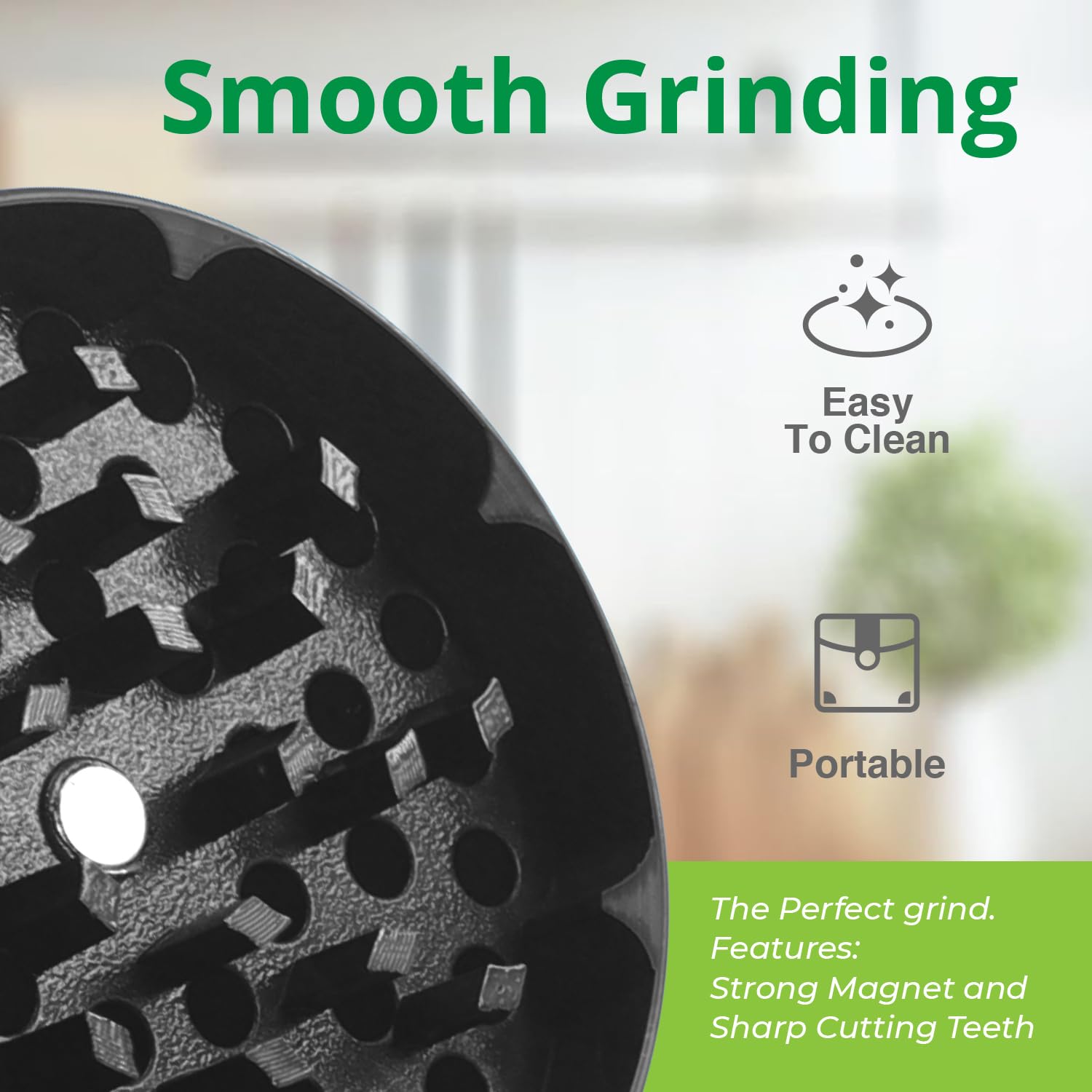 Cipora 2.5" Manual 3-Piece Zinc Grinder with Large Bottom Chamber (Black)