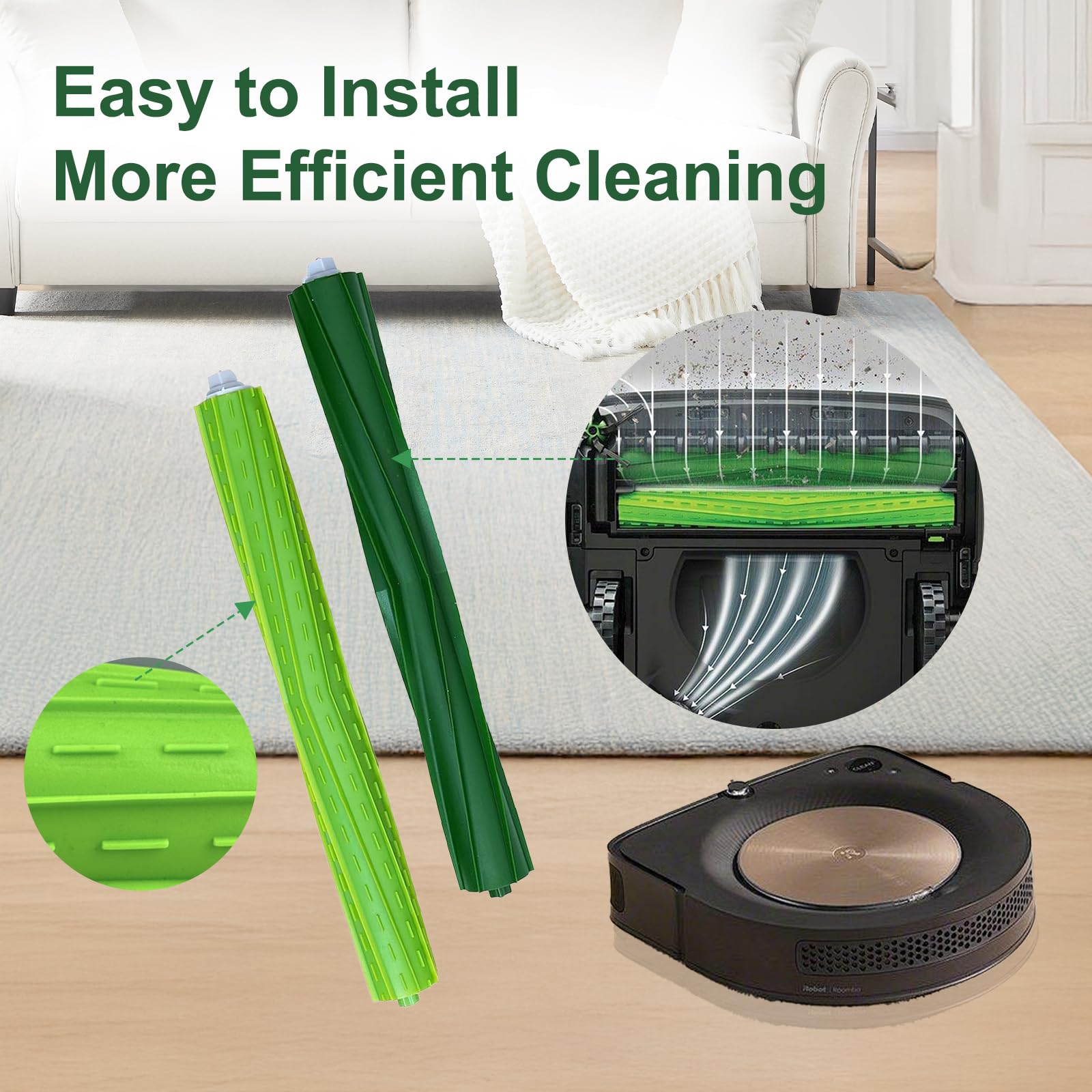 Chrostion 4 Set s9 Main Rubber Brush Replacement Accessories for iRobot Roomba s9 (9150) s9+ s9 Plus (9550) s Series Vacuum Cleaner